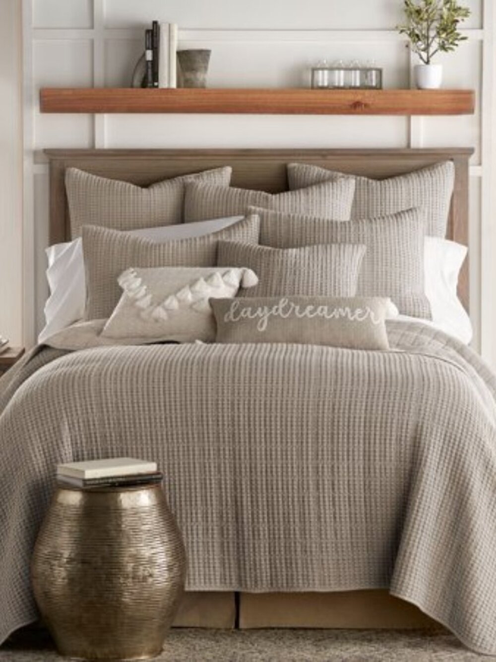 Levtex Home Mills Waffle Textured 3-Piece Quilt Set, Full/Queen Taupe